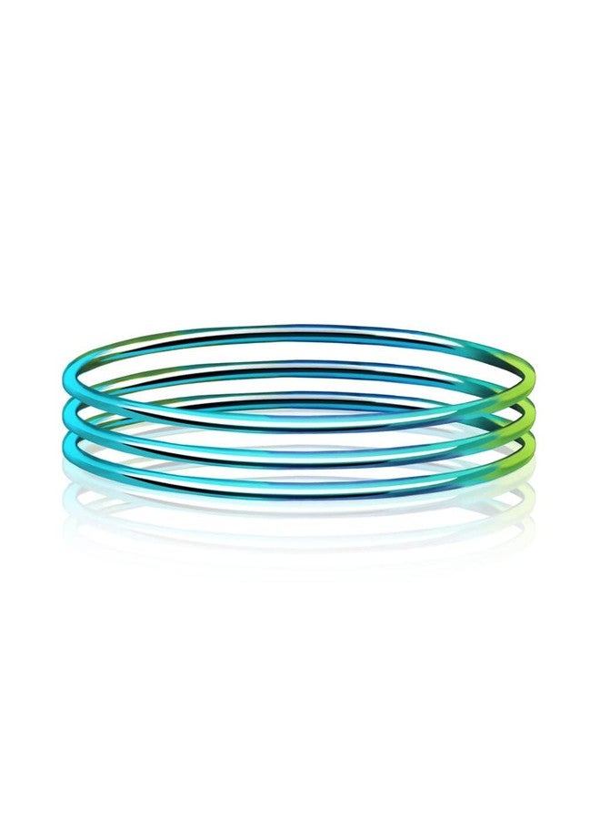 SILVERLINE JEWELRY Stainless Steel Classical Round Simple Plain Circle High Polished Bangle Bracelet for Women, Set of 3 Multi Color SMALL 2.5in - Image 2