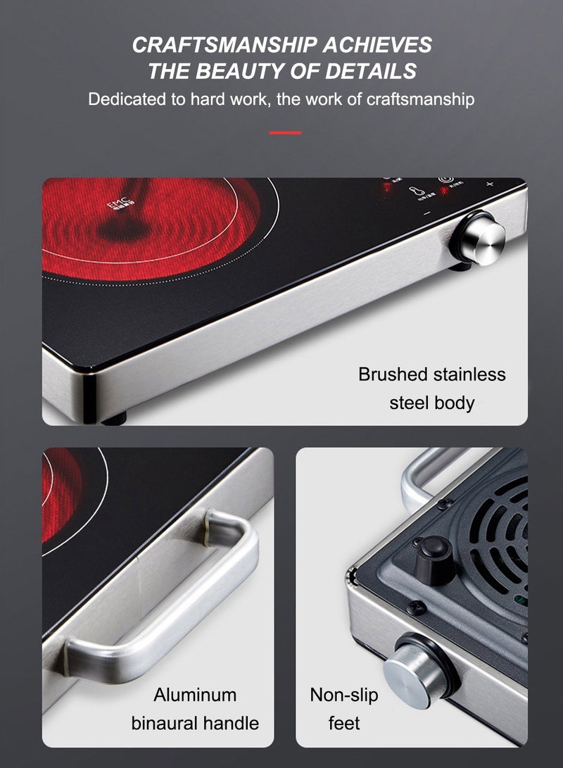 ET-LIFE 3500W Infrared Induction Cooktop, Electric Stove Burner,  Electric Hot Plate, Single Electric Cooktops Countertop Stoveck DT-228 Black - Image 5
