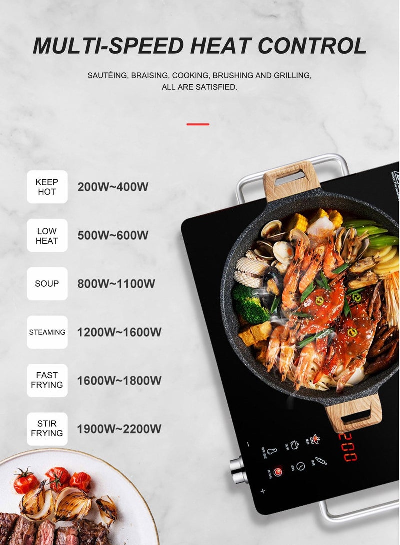 ET-LIFE 3500W Infrared Induction Cooktop, Electric Stove Burner,  Electric Hot Plate, Single Electric Cooktops Countertop Stoveck DT-228 Black - Image 4