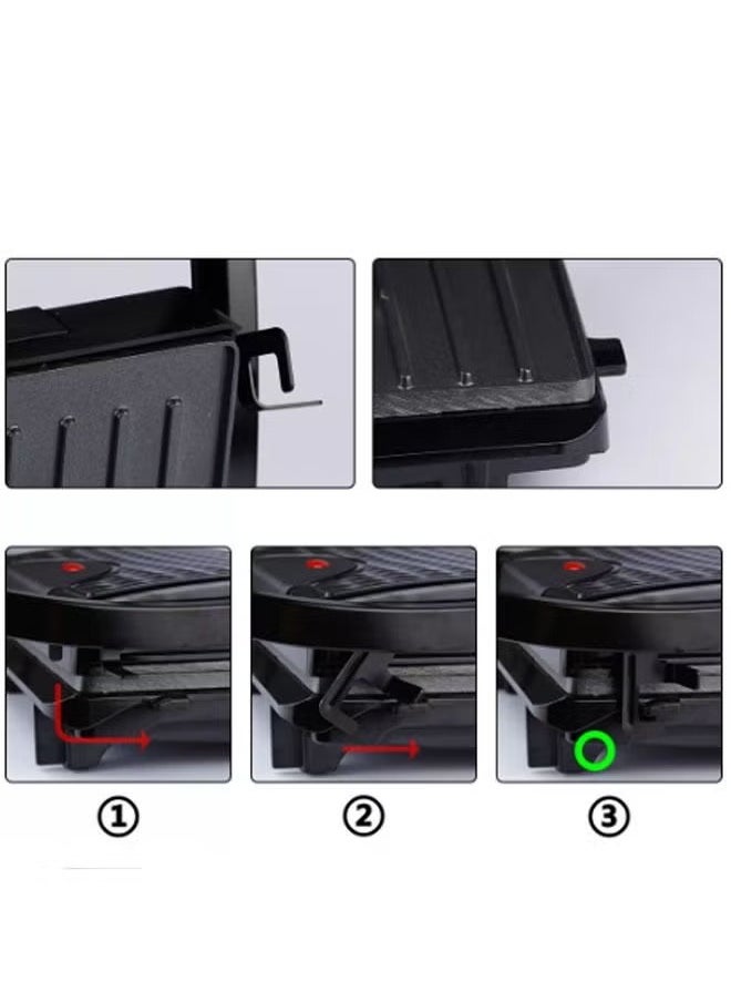 Generic - Panini Press & Health Grill Non-Stick Plates Removable Drip Tray & Floating Hinge for Deep Fill Toasted Sandwiches - Image 1