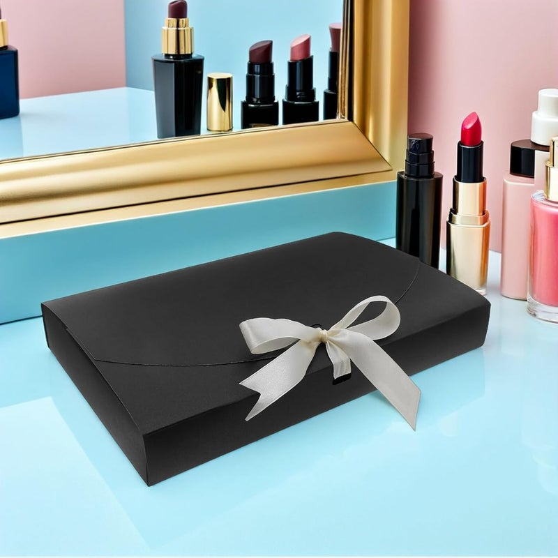 MOBUTOFU 20pcs Black Pearlized Paper Boxes and Scarves Wrapping, Rectangle Shirt and Underwear Present Packaging, Party and Holiday Wrap Envelopes 26x17.5x3.5cm - Image 5