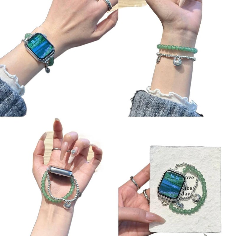 QX سوار ساعة ذكية سوار راتنج متوافق مع Apple Watch / SE بملاءمة قابلة للتعديل وحزام بديل للاستخدام اليومي باللون أخضر قابل للتعديل باللون الأخضر - Image 2