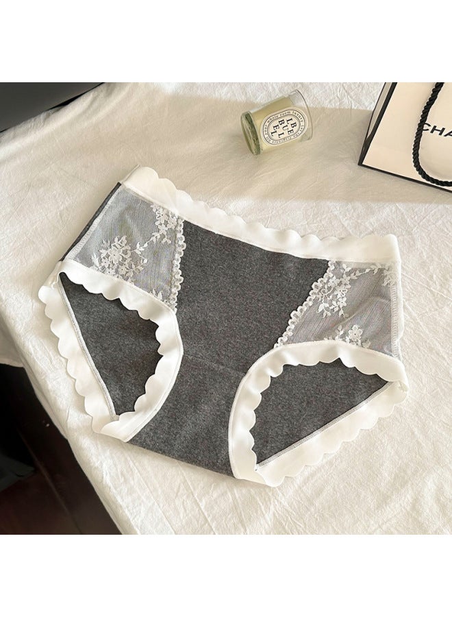 7a Antibacterial Class A Baby Cotton Comfortable Traceless Lace Sching Girl's Underwear Wavy Edge Cotton Crotch Briefs