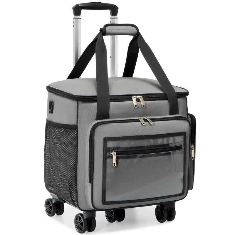 Amythe Rolling Teacher Tote Bag with Wheels Rolling Briefcase for Women 156 Laptop Compartment Grey - Image 2