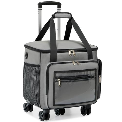 Amythe Rolling Teacher Tote Bag with Wheels Rolling Briefcase for Women 156 Laptop Compartment Grey - Image 1