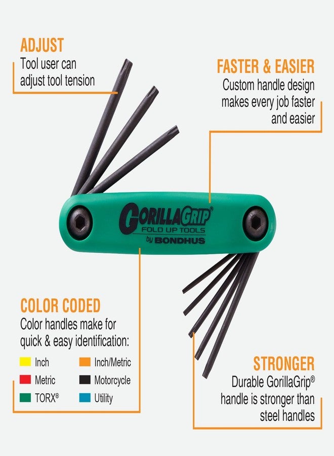 Bondhus 12632 GorillaGrip, Set of 8 Star Fold-up Keys, sizes T6-T25, multi, one size - Image 3