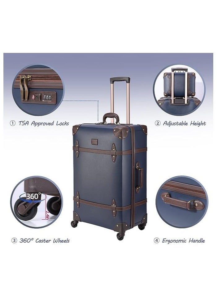 Generic - Vintage Luggage  Carry on Suitcase with Handbag, Contrasting Color Design (14 & 20) Inch. - Image 1