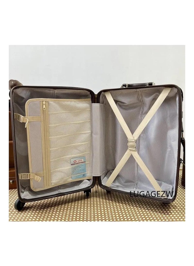 Generic - Vintage Luggage  Carry on Suitcase with Handbag, Contrasting Color Design (14 & 20) Inch. - Image 1