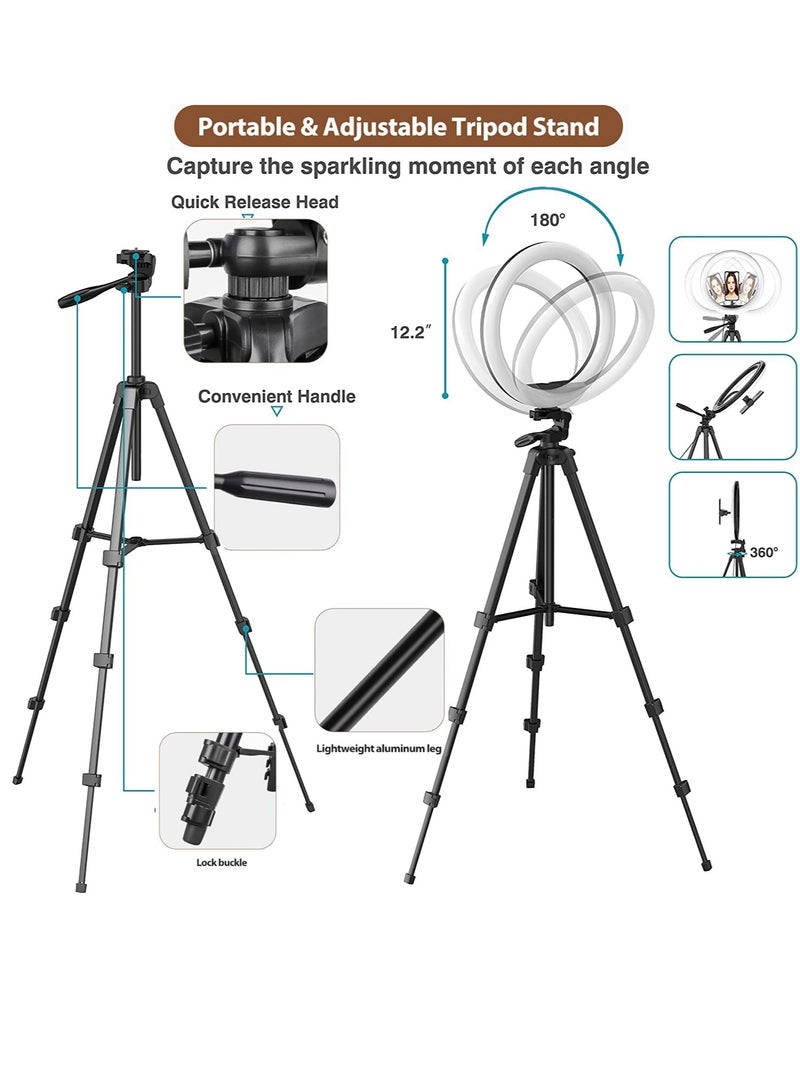 Ring Light with Stand and Phone Holder, Selfie Ringlight with Photographic Light Mounting - Image 2