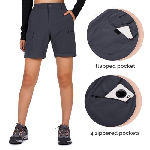 Cycorld Women's-Hiking-Pants-Convertible Quick-Dry-Stretch-Lightweight Zip-Off Outdoor Pants with 5 Deep Pockets (Grey, X-Small) - Image 5