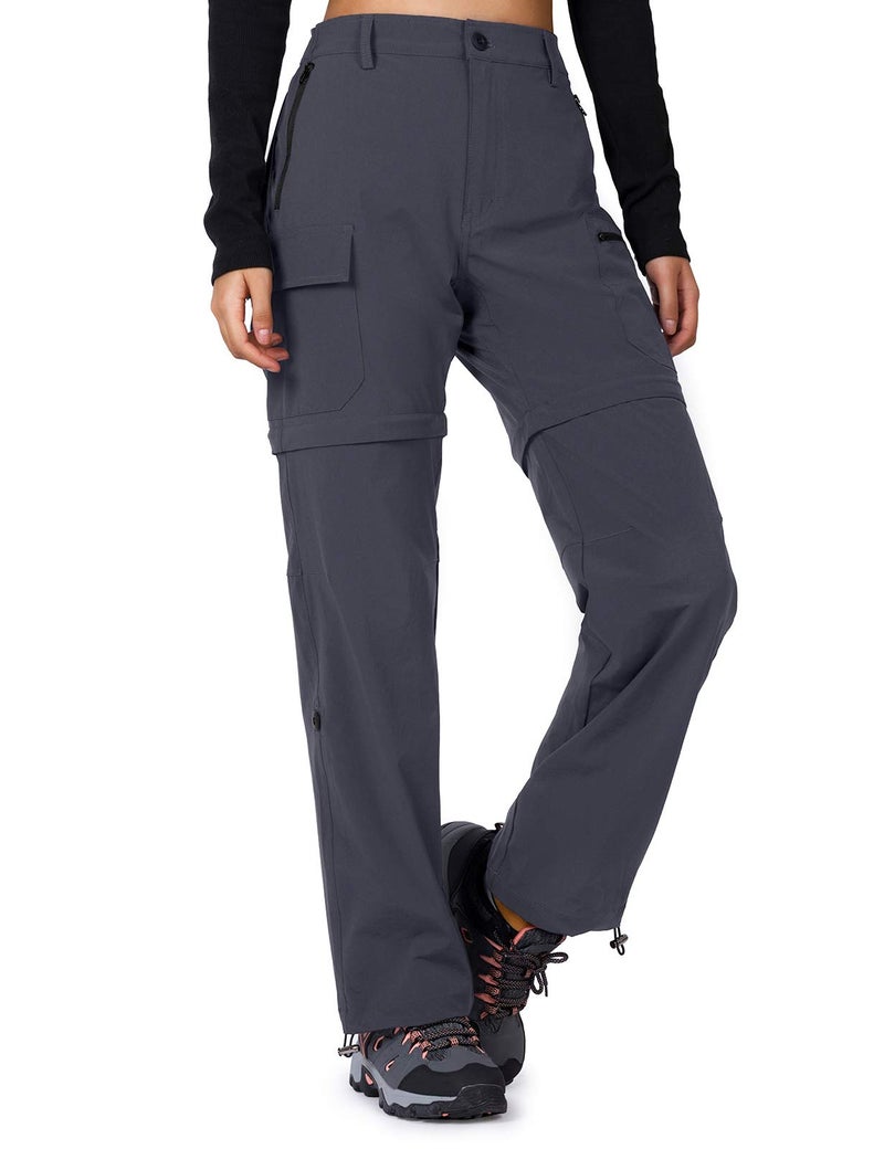 Cycorld Women's-Hiking-Pants-Convertible Quick-Dry-Stretch-Lightweight Zip-Off Outdoor Pants with 5 Deep Pockets (Grey, X-Small) - Image 1