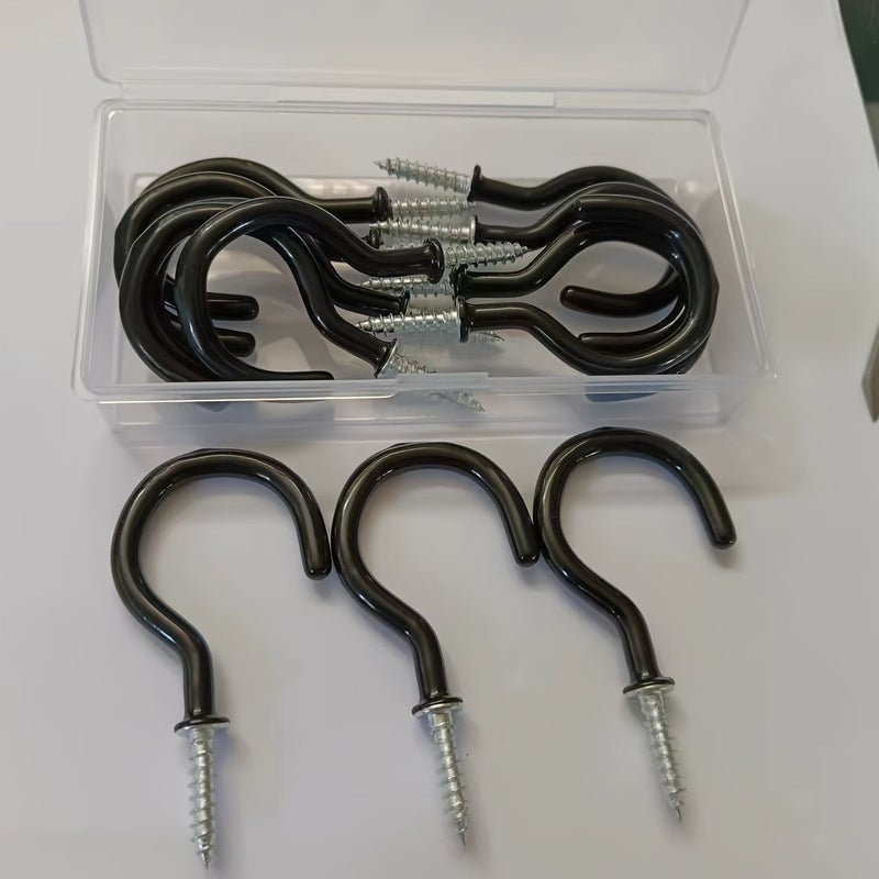 Black 5/8 Inch Cup Hooks 12 Pack for Jewelry Keys Wall Hanging - Image 1