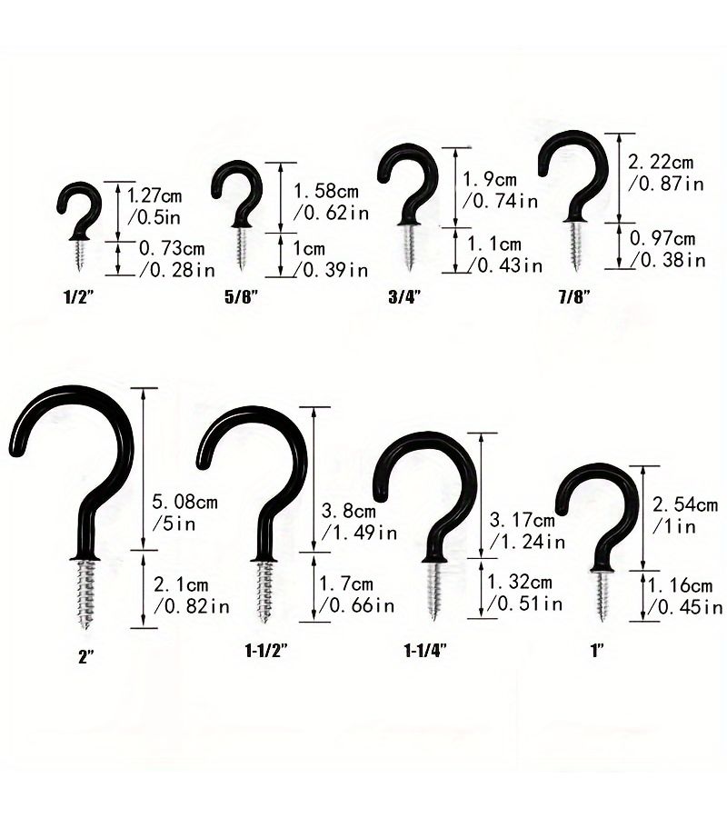 Black 5/8 Inch Cup Hooks 12 Pack for Jewelry Keys Wall Hanging - Image 4