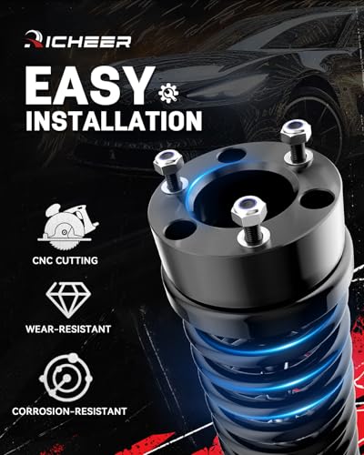 Richeer 3 inch Leveling Lift Kit Compatible with 2004-2026 F150, Leveling Lift Kit Fit for 2004-2026 F150 2WD 4WD, 2003-2018 Expedition Forged Front Strut Spacers Raise the Front of your F150 by 3" - Image 3