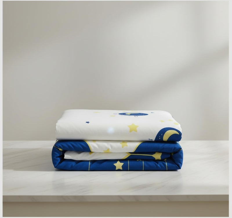 Filymore Microfiber Wrinkle Free Soft Hypoallergenic | Cartoon Printed Single Bed Small/Super Size for Kids with 1 Pillow Covers (90x60 Inches/Good Night/Boys Girls Room)(Blue and Cream) - Image 4