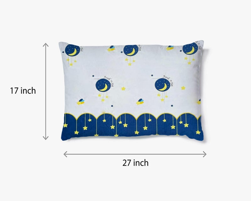 Filymore Microfiber Wrinkle Free Soft Hypoallergenic | Cartoon Printed Single Bed Small/Super Size for Kids with 1 Pillow Covers (90x60 Inches/Good Night/Boys Girls Room)(Blue and Cream) - Image 5