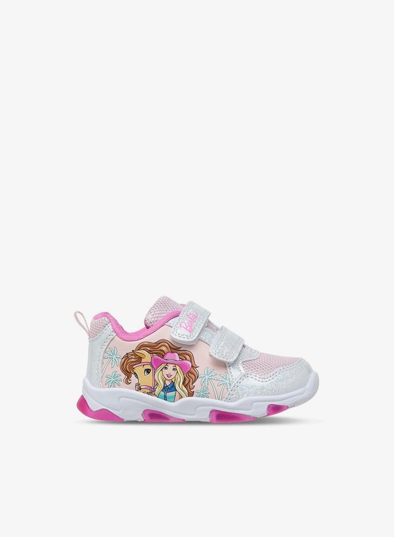 Barbie Girls Printed Light-Up Sneakers with Hook and Loop Closure - Image 1