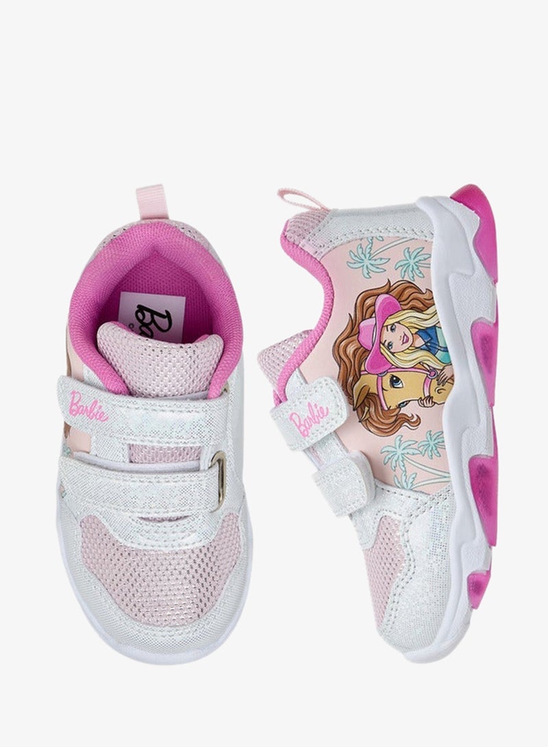 Barbie Girls Printed Light-Up Sneakers with Hook and Loop Closure - Image 3