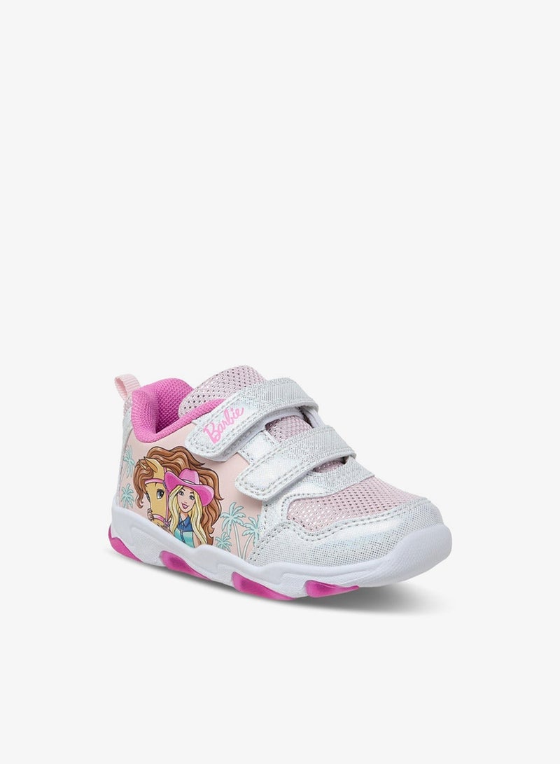 Barbie Girls Printed Light-Up Sneakers with Hook and Loop Closure - Image 2