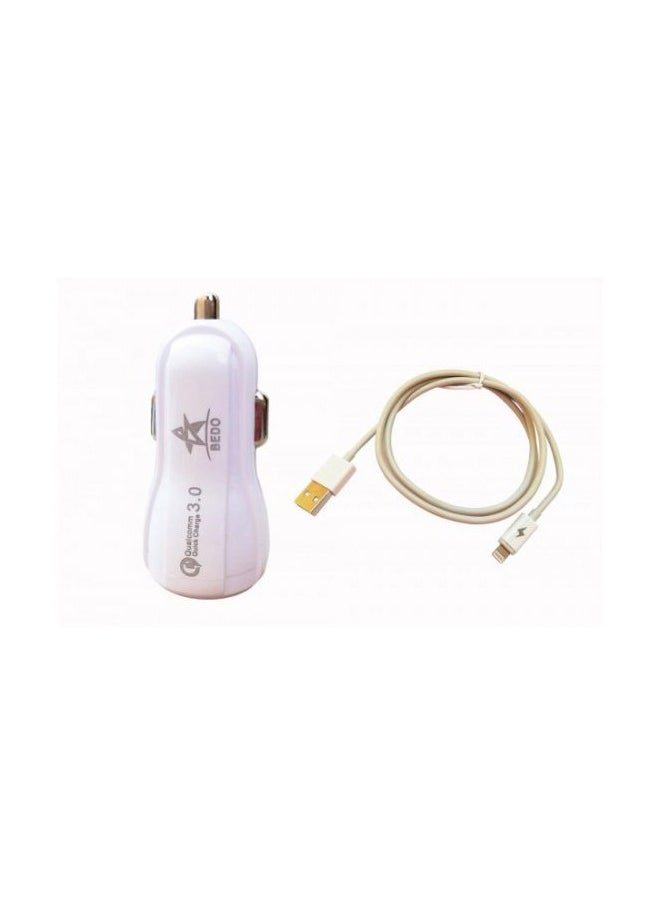 BEDO - BEDO Car Charger with 2 output Fast Charging Qualcomm Quick charge 3.0 with iPhone cable - Image 1