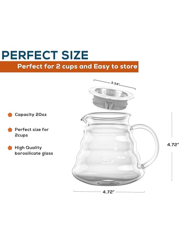 Hario Coffee Server V60 Clear Heat Resistant Glass Range Coffee Server Pour Over Coffee Tea Server Hand Drip Coffee Jug Kettle Coffee Maker Teapot 600ml - Image 3