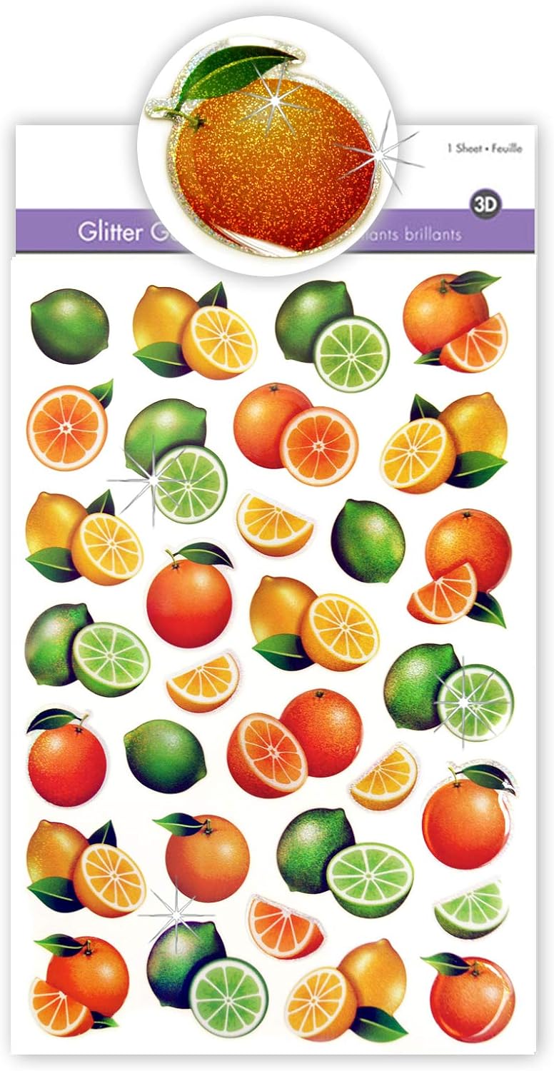 AoneFun 3D Puffy Citrus Fruit Stickers - 31 Pcs - Image 1