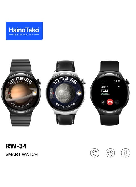 Haino Teko Germany RW-34 AMOLED Display Smart Watch with 3 Pair Strap For Men's and Boys