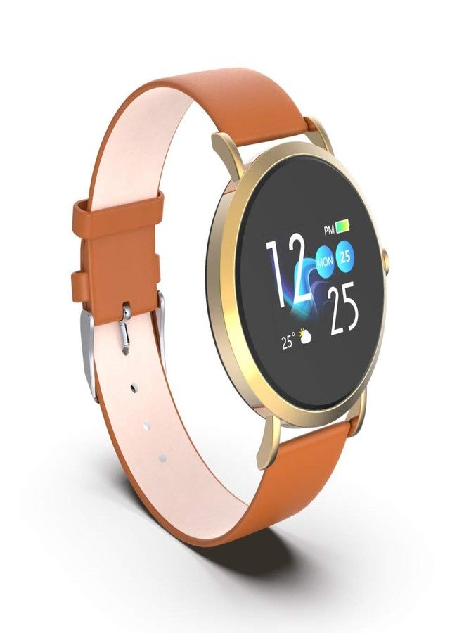 OPTA RSB-091 Leather Bluetooth Fitness Band Smart Watch for AndroidiOS Devices, Medium (Brown) - Image 1