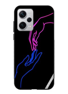 Protective Case Cover For Xiaomi Redmi Note 12 Pro Plus Hands In Neon Lights Design Multicolour