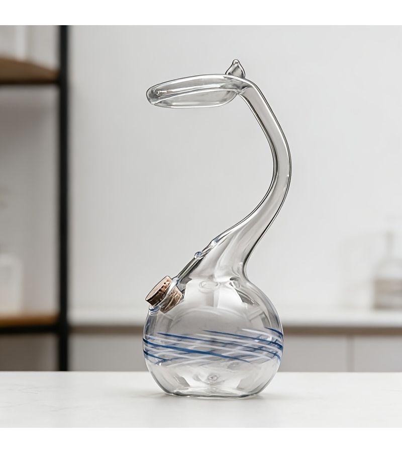 Handcrafted Little Swan Glass Pen Holder With Self Adjusting Color Mixing Wash Stand - Image 1