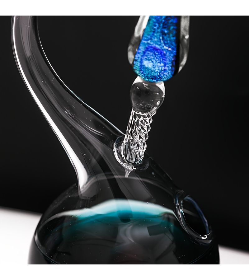 Handcrafted Little Swan Glass Pen Holder With Self Adjusting Color Mixing Wash Stand - Image 4