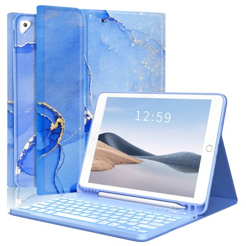 FUWANG Keyboard Case for iPad 9th 8th 7th Generation 10.2 inch, Detachable 7 Colors Backlit for iPad 9th Generation Case with Keyboard, Keyboard Case for iPad Pro 10.5"/Air 3rd Gen, with Pencil Holder - Image 1