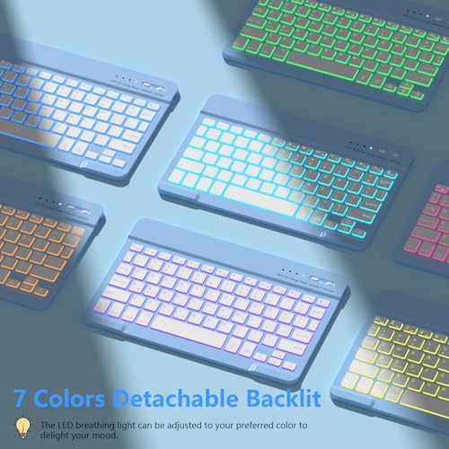FUWANG Keyboard Case for iPad 9th 8th 7th Generation 10.2 inch, Detachable 7 Colors Backlit for iPad 9th Generation Case with Keyboard, Keyboard Case for iPad Pro 10.5"/Air 3rd Gen, with Pencil Holder - Image 3