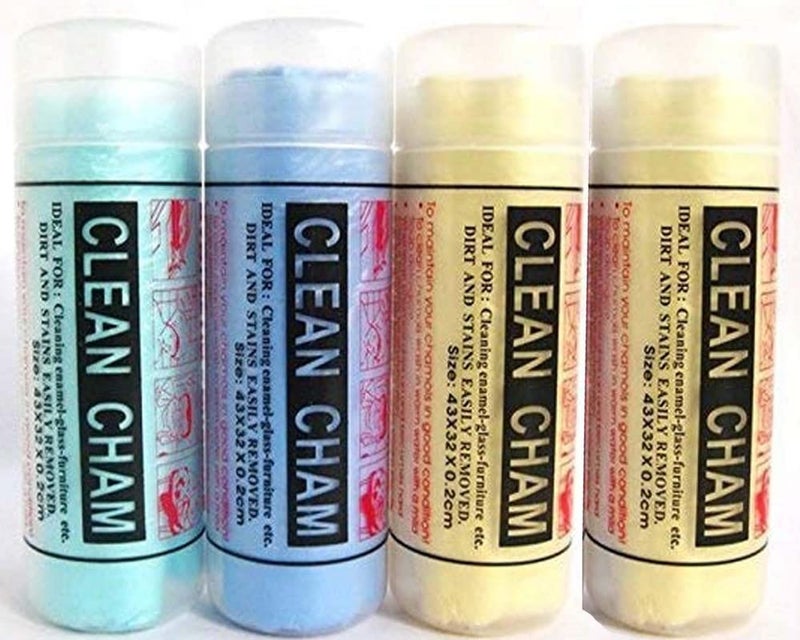 Clean Cham Liquid Absorbing Chamois Microfiber Cloth for Car Bike Cleaning Microfiber Cloth 4 Piece 43 CM x 32 CM - Image 1
