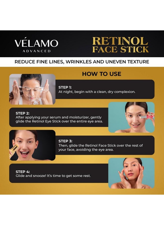 VELAMO ADVANCED - Retinol Face Stick Reduce Fine Lines Wrinkles And Uneven Texture In 46 Weeks Retinol Cream For Face Wrinkle Cream For Face Anti Wrinkle Cream Anti Aging Face Cream 8 G/0.28 Oz - Image 1