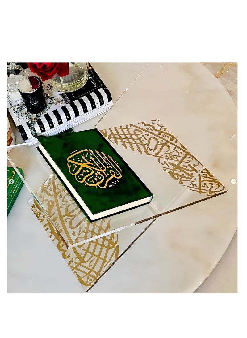 Maxsafe حامل القرآن من الأكريليك الزجاجي | حامل ريحال شفاف مع خط عربي ذهبي | حامل قرآن عصري | تصميم أنيق | هدية إسلامية لرمضان، العيد، وأعياد الميلاد - Image 2