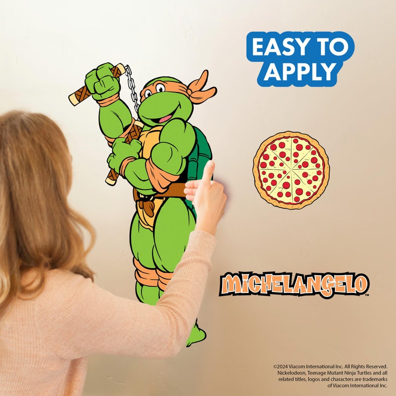 WALL PALZ TMNT Teenage Mutant Ninja Turtles Michelangelo Wall Decal - 20"" Mikey Orange Vinyl Wall Sticker Bedroom Decorations - Peel and Stick Room Decor - Image 2
