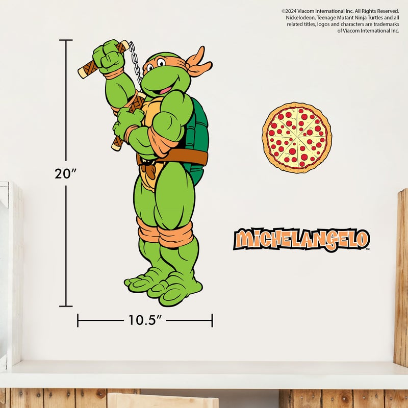 WALL PALZ TMNT Teenage Mutant Ninja Turtles Michelangelo Wall Decal - 20"" Mikey Orange Vinyl Wall Sticker Bedroom Decorations - Peel and Stick Room Decor - Image 5
