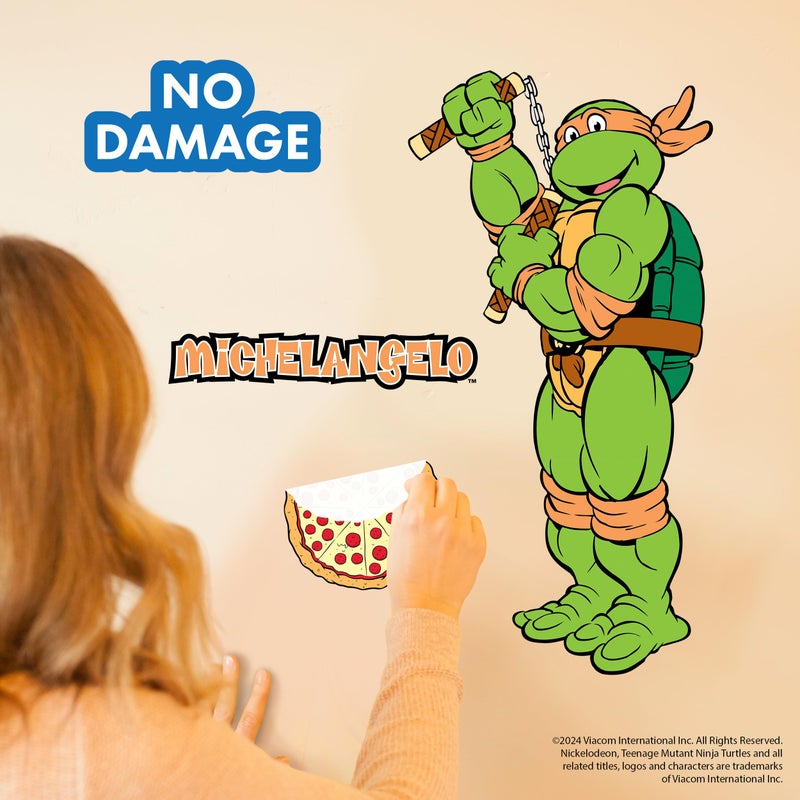 WALL PALZ TMNT Teenage Mutant Ninja Turtles Michelangelo Wall Decal - 20"" Mikey Orange Vinyl Wall Sticker Bedroom Decorations - Peel and Stick Room Decor - Image 3