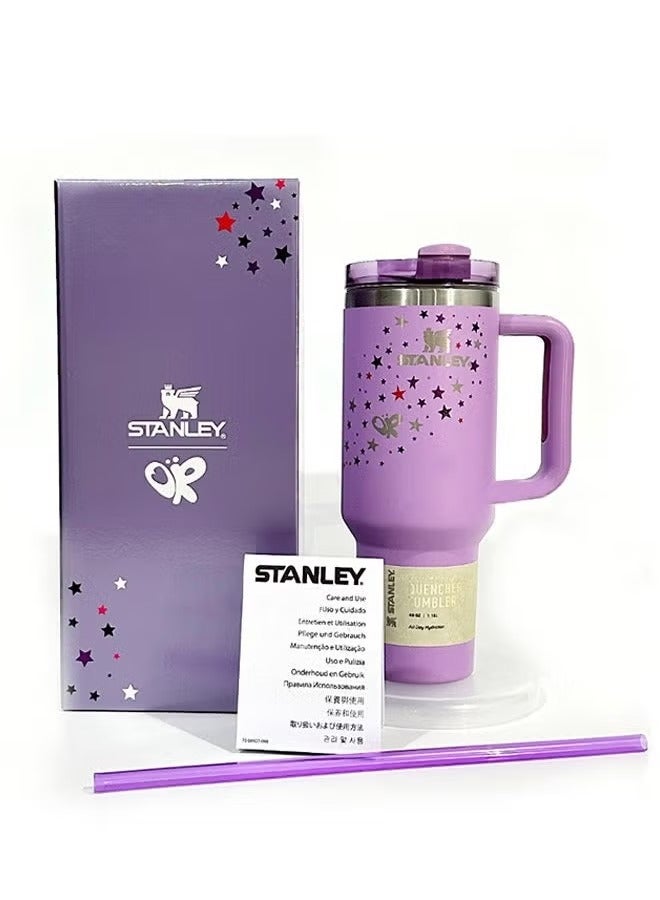 Stanley 40oz Stainless Steel Vacuum Insulated Tumbler with Lid and Straw – Leak-Resistant Flowstate Design – Keeps Drinks Cold for 12 Hours & Hot for 6 – Reusable Cup for Water, Coffee, Tea, Smoothies – Durable & Stylish Travel Mug (Cream Purple) - Image 1