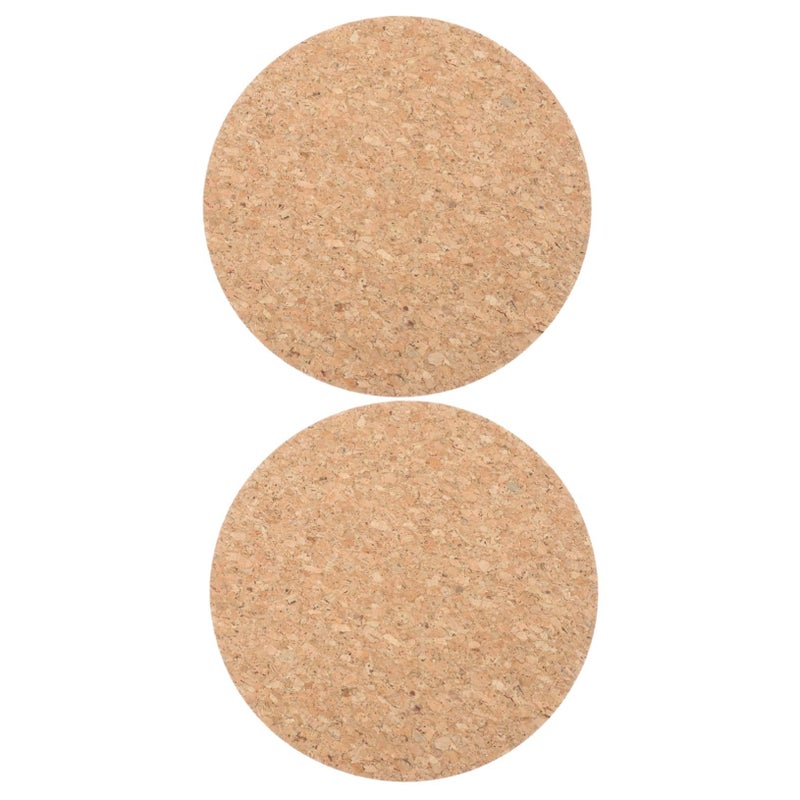 2 Pcs Double Sided Round Natural Cork Pad Tear Resistant Mat For Home Office Shop - Image 2