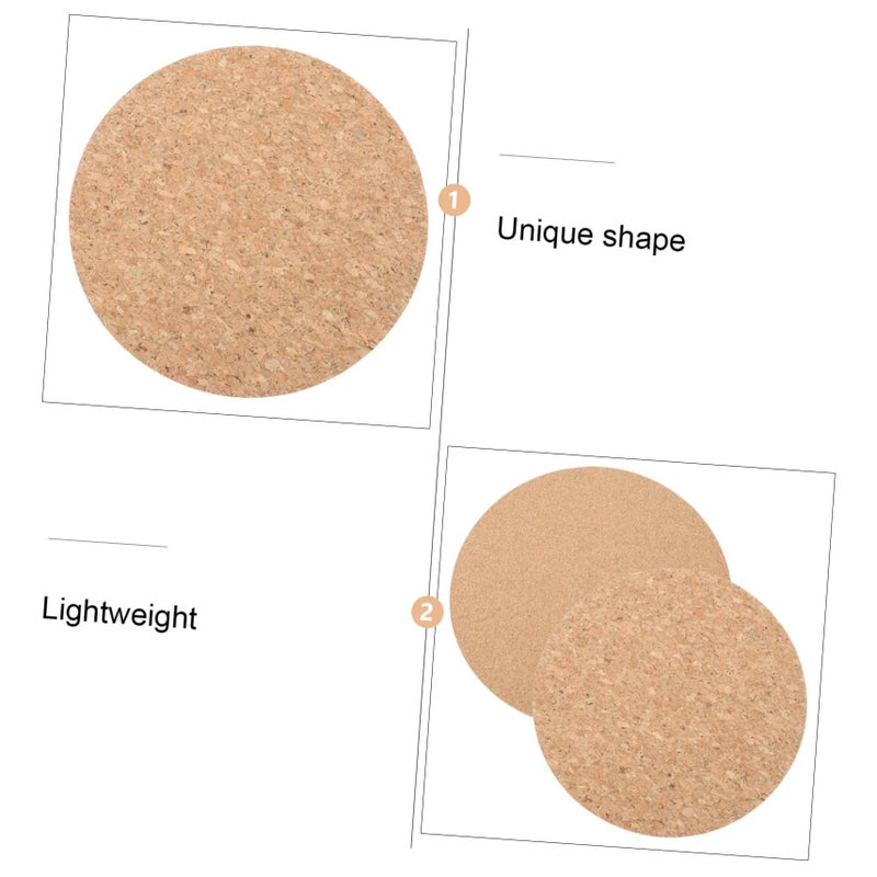 2 Pcs Double Sided Round Natural Cork Pad Tear Resistant Mat For Home Office Shop - Image 5