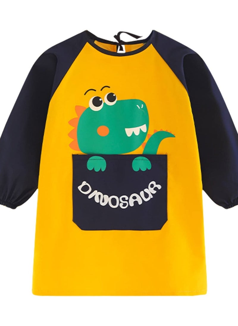 Excefore Kids Apron,Waterproof Children Painting Apron with Long Sleeve and Pockets,Boys Girls Toddler Art Smock for Painting Cooking Eating (Dinosaur) - Image 1