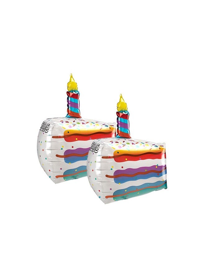 Artisan Owl Set of 2 Rainbow Cake Slice 25" Foil Birthday Party Balloons - Image 1