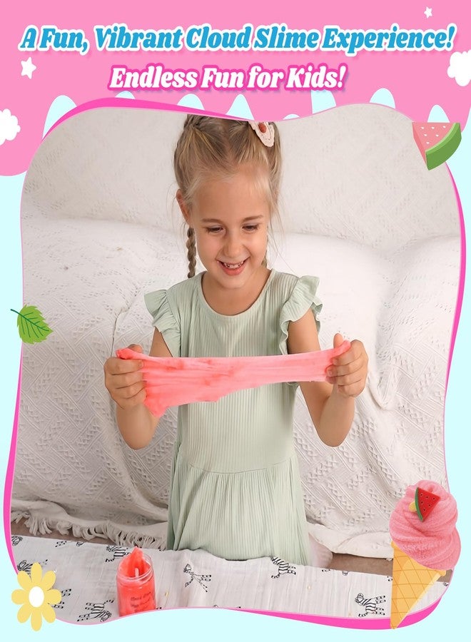 Keemanman 2 Pack Cloud Slime Kit with Red Watermelon and Mint Charms, Scented DIY Slime Supplies for Girls and Boys, Stress Relief Toy for Kids Education, Party Favor, Gift and Birthday - Image 2