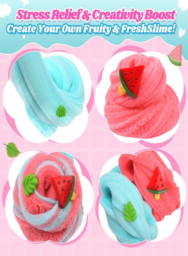 Keemanman 2 Pack Cloud Slime Kit with Red Watermelon and Mint Charms, Scented DIY Slime Supplies for Girls and Boys, Stress Relief Toy for Kids Education, Party Favor, Gift and Birthday - Image 3
