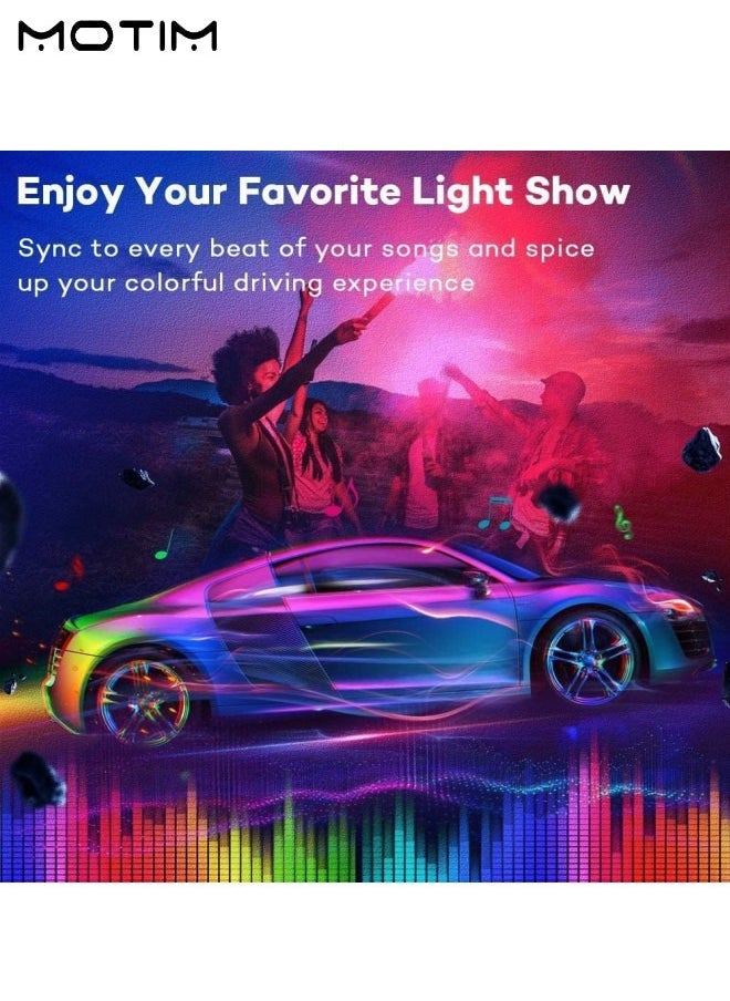 Motim 4 Pcs Car LED Lights Strip Set with Remote Control, 72 LED Multicolor Car Interior Atmosphere Decorative LED, Ultra Bright Music Sync Sound Actived USB Rechargeable for Car Truck SUV Jeep  - Image 4