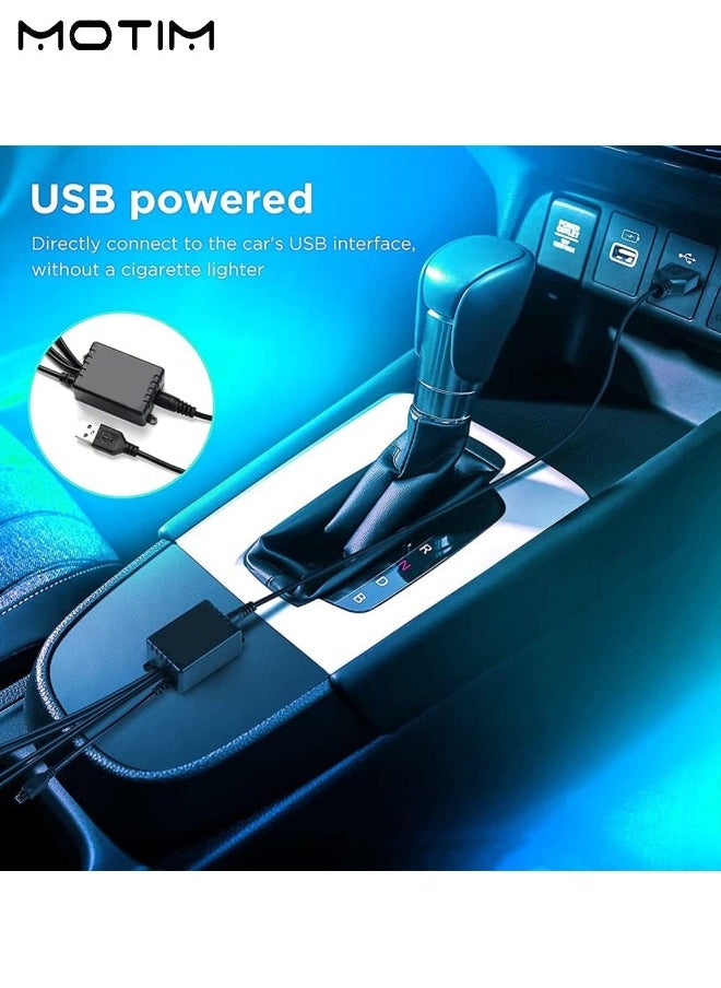 Motim 4 Pcs Car LED Lights Strip Set with Remote Control, 72 LED Multicolor Car Interior Atmosphere Decorative LED, Ultra Bright Music Sync Sound Actived USB Rechargeable for Car Truck SUV Jeep  - Image 5