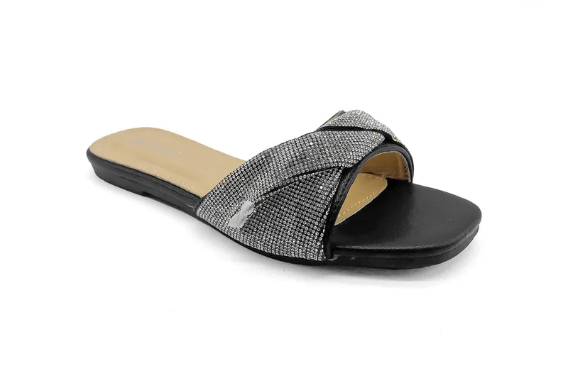 Cuple Girls embellished netted slide sandals