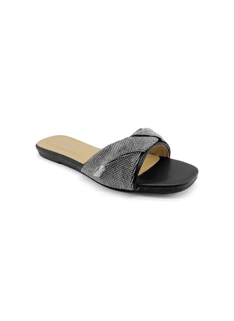 كيوبل Girls embellished netted slide sandals